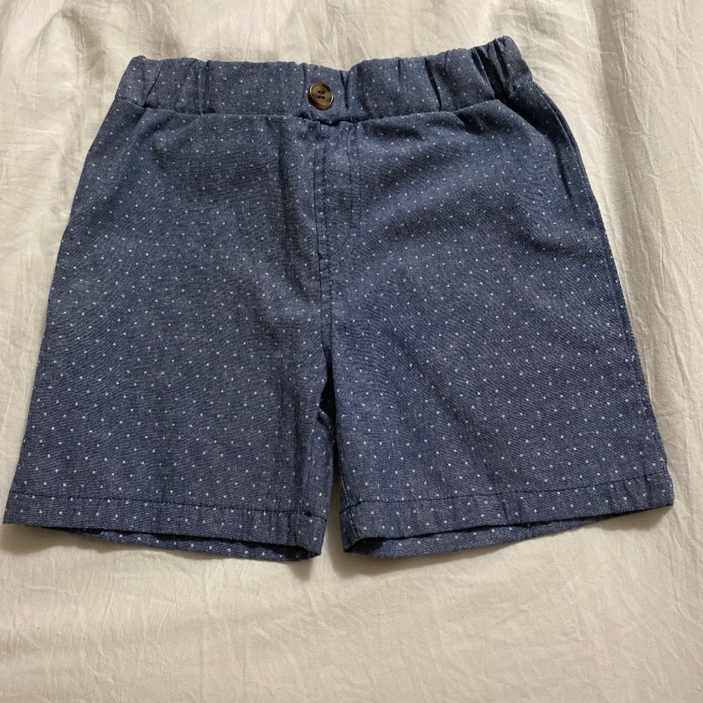 Andy & Evan Blue with White Polka Dot Shorts. Boys Size 12-18M